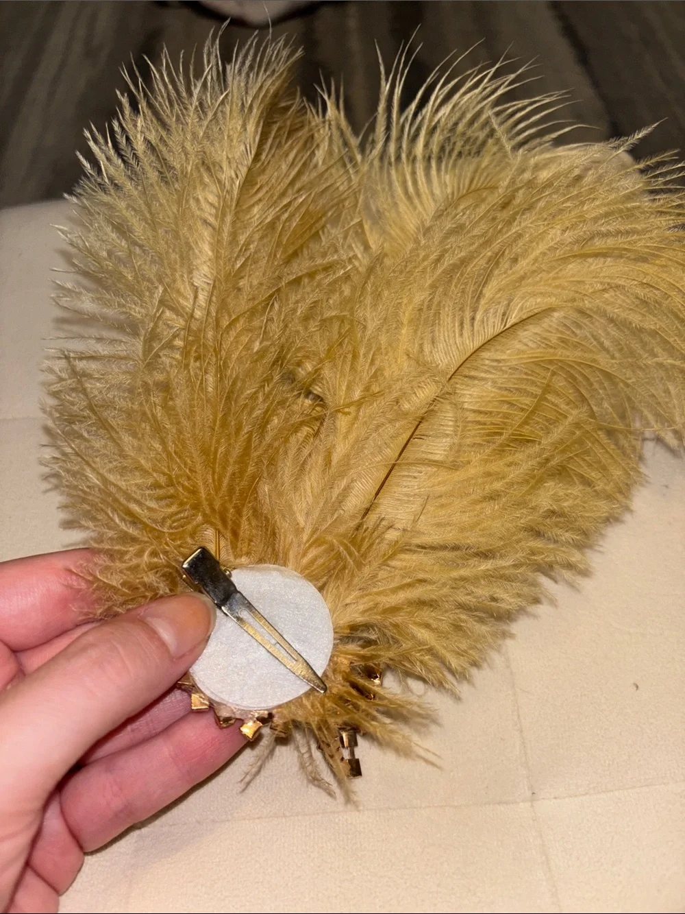 Gold Feather and Crystal Bridal Hair Clip